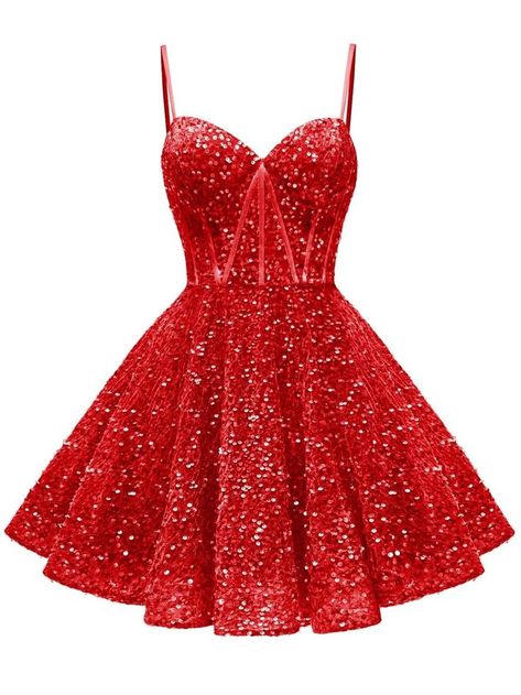 Pink Dresses For Homecoming, Sparkling Dress Short, Red Sequin Party Dress, Winter Homecoming Dresses, Christmas Dresses For Teens, Dress For Winter Formal, Banquet Dresses For Teens, Short Winter Formal Dresses, Red Dance Dress