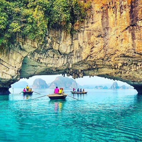 Luon Cave is located at the northeast of Bo Hon Island 1 km from Sung Sot Cave. The cave connects the sea with a circular lake surrounded by mountains. .  Halong Bay Vietnam. .  Explore incredible destinations in Vietnam and get ideas for planning your perfect vacation by following @goexplorevietnam. Bai Tu Long Bay, Cat Ba Island, Halong Bay Vietnam, Harbor City, Ha Long Bay, Ocean Landscape, Ha Long, Halong Bay, Sustainable Tourism