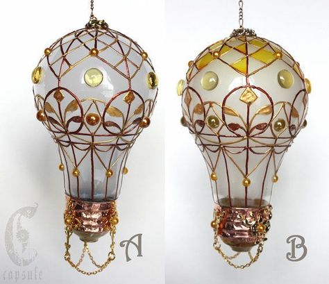 Light Bulb Hot Air Balloon, Stained Glass Light Bulb, Lightbulb Crafts, Recycled Light Bulbs, Diy Light Bulb, Balloon Light, Bulb Art, Light Bulb Art, Light Bulb Crafts