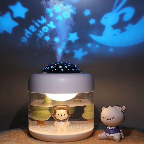 HMLUESR Baby Cool Mist Humidifiers for Bedroom Quiet - 16.91 OZ Small Humidifier for Home with Night Light & Star Projector for Kids, Babies, Girls as Best Gift Cute Lions, Nursery Bunny, Baby Humidifier, Sky Projector, Small Humidifier, Room Humidifier, Water Shortage, Sleep Time, Star Projector