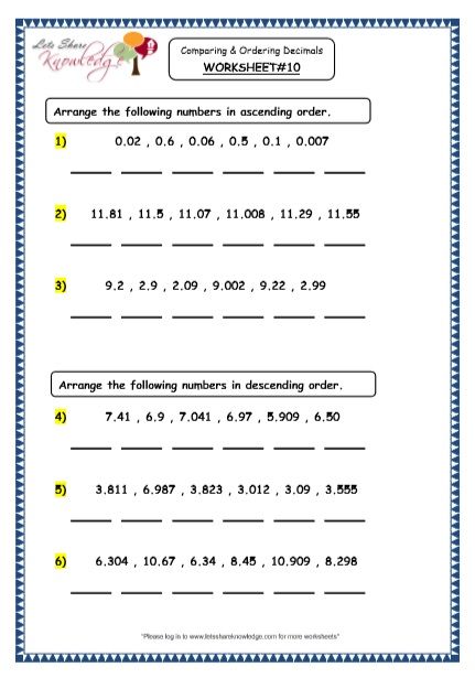 Comparing And Ordering Decimals, Rounding Decimals Worksheet, Subtracting Decimals Worksheet, Free Printable Multiplication Worksheets, Grade 5 Math Worksheets, Ordering Decimals, Printable Multiplication Worksheets, Ordering Fractions, Comparing Decimals