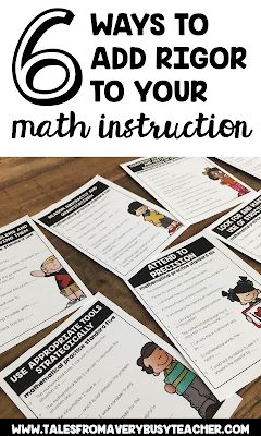 With the Common Core State Standards, rigor is expected in math. However, adding rigor is often easier said than done. Our guest blogger shares six ways to add rigor to your math instruction, and they're all easy to implement! Click through to read all of her suggestions. Rigor In The Classroom, Math Solving, Math Coach, Number Lines, Math Intervention, Fourth Grade Math, Math Instruction, Math Lesson Plans, Math Journals