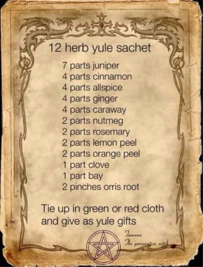 witchy recipes and more.. 12 Herb Yule Sachet, Yule Tide Traditions, Yule Spells, 12 Days Of Yule, Yule Solstice, Witchy Holidays, Witchy Recipes, Wicca Holidays, Yule Traditions