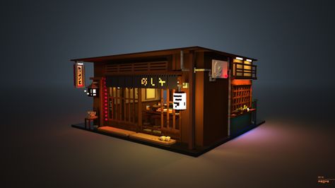 Tokyo Diner - Voxel, Maëva Da Silva on ArtStation at https://www.artstation.com/artwork/4gXPl Minecraft Restaurant, Minecraft Japanese House, Minecraft Shops, Minecraft Japanese, Minecraft City Buildings, Minecraft Modern, Minecraft Room, Minecraft City, Minecraft Plans