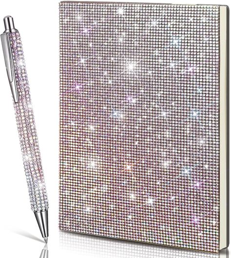 Rhinestone Notebook, Journal Business Ideas, Pink Slumber Party, Crystal Notebook, Crystal Journal, Journal Business, Color Office, Crystal Pen, Travel Notebook