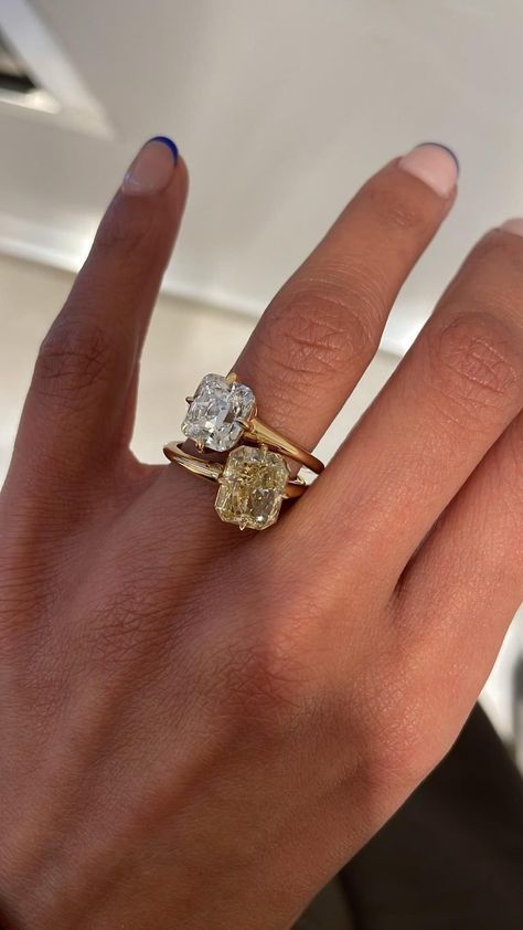 Big Wedding Rings, Antique Cushion Cut, Yellow Diamond Ring, The Bling Ring, Antique Cushion, Cute Engagement Rings, Future Engagement Rings, Luxe Jewelry, Dream Engagement Rings