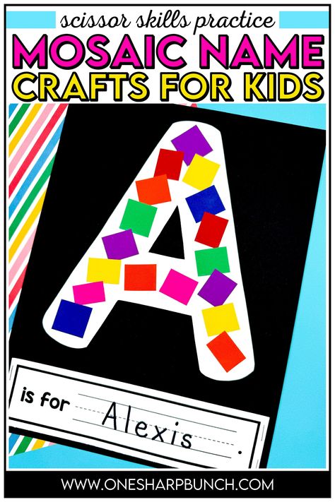 Strengthen fine motor skills and name recognition with these adorable name crafts for preschool and kindergarten! These name crafts for kids are great for practicing scissor skills, hand-eye coordination and gluing skills. Plus, these name activities are perfect for your back to school activities and back to school bulletin boards. Pair these name practice activities with any books about names. Use these back to school crafts during the first week of school to sequence the letters in your name! Preschool My Name Activities, Kindergarten Fine Motor Crafts, Welcome Crafts Preschool, Letters In Name Activities, Getting To Know You Preschool Crafts, Hand Tracing Craft, Name Tracing Activities Preschool, Letter Name Activities Kindergarten, Letter Name Activities Preschool