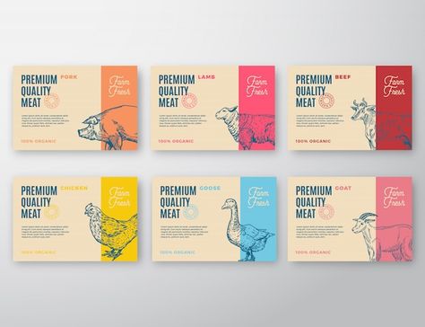 Beer Website, Fresh Food Packaging, Meat Packaging, 카드 디자인, Animal Silhouette, Food Packaging Design, Packaging Labels Design, Logo Restaurant, Abstract Vector