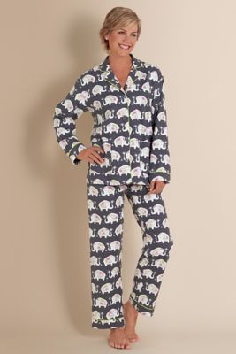 Elephant pajamas Raja PJ from Soft Surroundings Eminem Pics, Elephant Rings, Three Elephants, Elephant Stuff, Elephant Clothes, Ladies Pajamas, Elephant Fashion, Flannel Pjs, Elephant Room