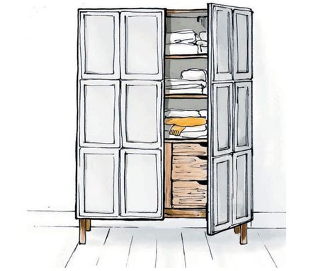 Open Cupboards Bedroom, Cupboard Illustration, Cupboard Drawing, Grey Illustration, Bedroom Illustration, Silent Book, Book Illustration Design, Mad About The House, Bedroom Cupboards