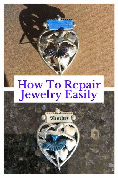 Do you want an easy way to repair jewelry? Even vintage jewelry needs a facelift once in and while. My daughter saw this vintage pin at a thrift shop. She knew I would be able to fix it. She decided to buy it and gave it to me for Christmas.