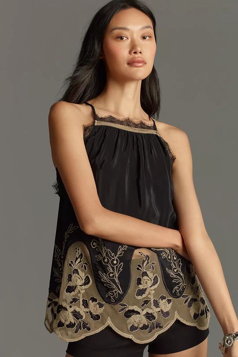 By Anthropologie Flutter-Sleeve Embellished Silky Blouse | Anthropologie Fall Clothing, Silky Blouse, Trendy Clothes For Women, Lovely Dresses, Fall Outfits Women, Flutter Sleeve, Christmas Outfit, Everyday Outfits, New Outfits