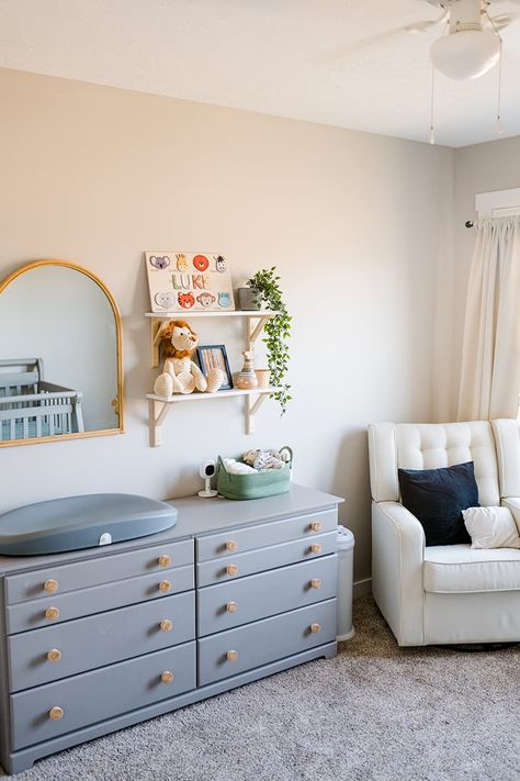 Learn more about McCarolynn's favorite products. Boys Nursery Dresser, Mirror In Nursery Boy, Boy Nursery Mirror, Neutral Boy Nursery Dresser, Boy Nursery Changing Table, Nursery Dresser Knobs Baby Boy, White Crib Brown Dresser Nursery, Vintage Sports Nursery, Short Window Curtains