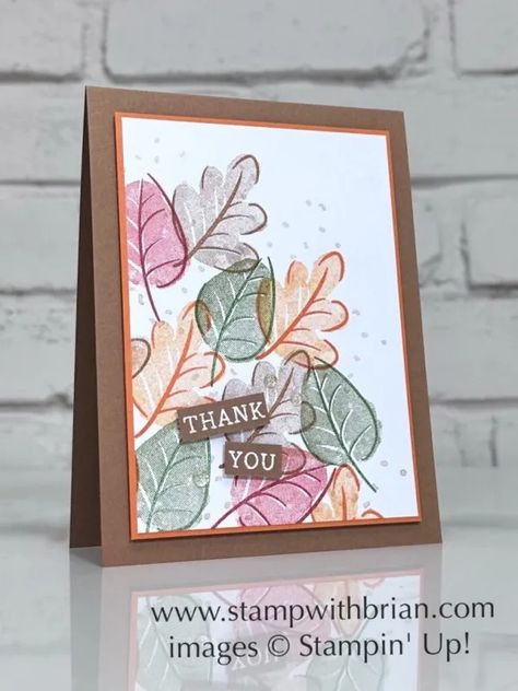 Caring Leaves, Simply Said, Festive Words, Stampin Up!, Brian King Screen Cards, Simple Holiday Cards, Holiday 2024, Leaf Cards, Changing Leaves, Step Cards, Christmas Card Crafts, Cards Scrapbooking, Diy Christmas Cards