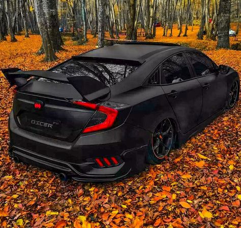 Car Modification Ideas, Black Honda Civic, Civic G10, Kereta Sport, Honda Civic 2017, Honda Type R, Honda Civic Car, Dibujos Toy Story, Black Honda