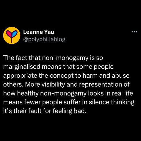 This #NonMonogamyVisibilityWeek (July 15-21) I wanted to remind us all why promoting non-monogamy as an equally valid relationship style as monogamy benefits everyone regardless of their orientation/preference for relationship structure. As someone who has been actively non-monogamous since 2016 and creating content full-time about it since 2020, it’s been a gift to see the tide change over the years as more people are talking about open relationships. What does being visibly non-monogamous m... Open Relationships, Non Monogamy, Polyamorous Relationship, Open Relationship, Creating Content, July 15, Full Time, Over The Years, Real Life