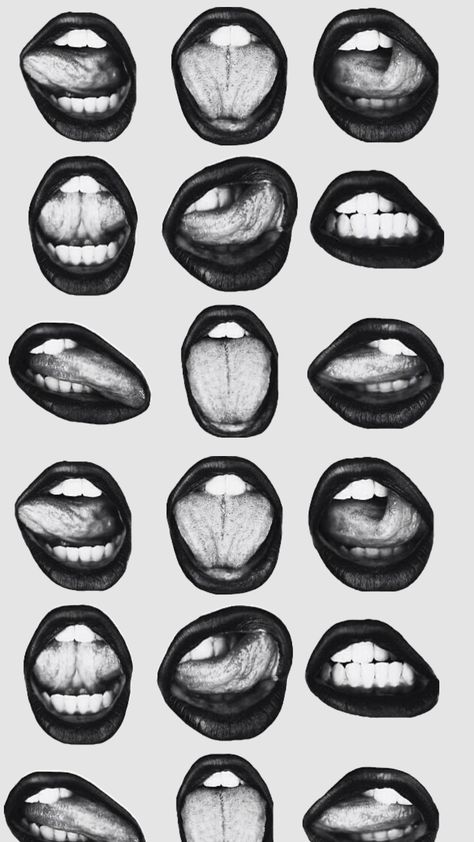 Mouth Wallpaper Lips, Basic Posters Aesthetic, Black And White Lips, Mouth Graphic, Collage Cutouts, White Lips, Seven Deady Sins, Graphic Design Images, Black Lips