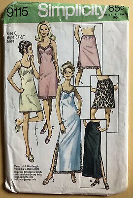 Vintage Simplicity Pattern 9115 Miss Full & Half Slip Sz 8 Bust 31 1/2, Waist 23 | eBay Slip Pattern, Simplicity Patterns Vintage, 1970s Sewing Patterns, Lingerie Patterns, Lingerie Vintage, Modern Sewing Patterns, Sewing Lingerie, Vintage Slip, Vintage Slips