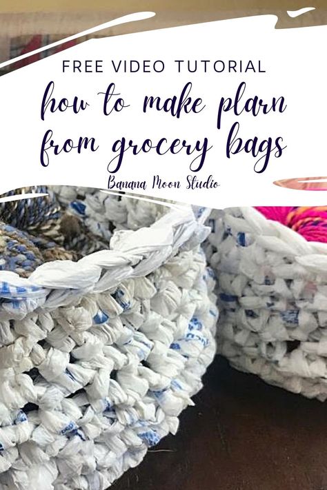 How to Make Plarn from Plastic Grocery Bags • Banana Moon Studio Crochet With Plastic Bags Projects, Crocheting Plastic Grocery Bags, Grocery Bag Yarn, Crochet Using Plastic Bags, Plastic Bag Basket Diy How To Make, Crochet From Plastic Bags, Plastic Bag Upcycle, How To Make Plarn, Eco Friendly Crochet Projects