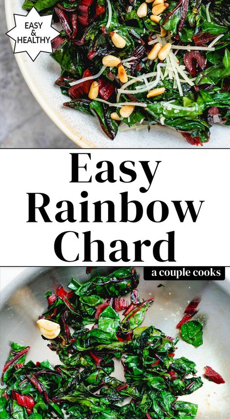 Chard Recipes Healthy, Roasted Eggplant Pasta, Swiss Chard Recipes Easy, Rainbow Chard Recipes, Swiss Chard Recipes, A Couple Cooks, Recipes By Ingredients, Chard Recipes, Rainbow Chard