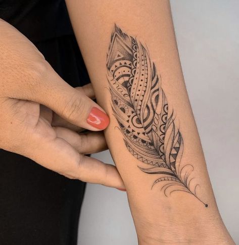 Boho Feather Tattoo, Boho Tattoo, Mandela Tattoo, Line Tattoo Ideas, Ear Tattoo Ideas, Boho Tattoos, Scar Tattoo, Feather Tattoo Design, Beautiful Flower Tattoos