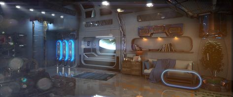 ArtStation - Sci-Fi Room, Wow-How Studio Sci Fi Bedroom, Sci Fi Interior, Sci Fi Room, Sci Fy, Scifi Interior, Sci Fi Architecture, Spaceship Interior, Sci Fi City, Art Interiors