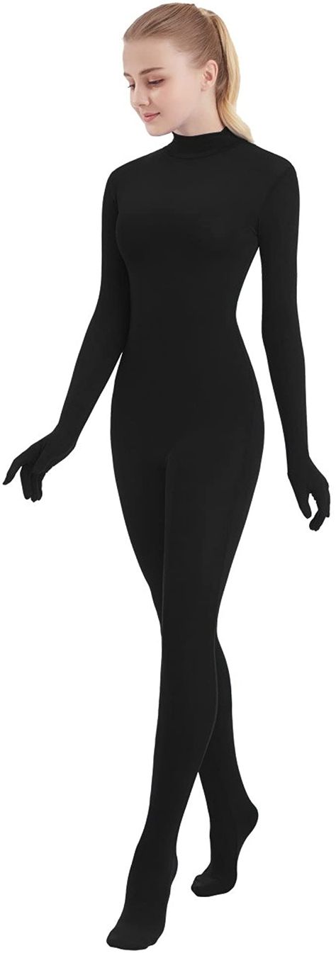 Full Body Suit Outfits, Full Bodysuit Outfit, Black Full Bodysuit, Outfits With Vest, Long Sleeve Unitard, Leotard Outfit, Spandex Suit, Suit Pin, Black Leotard