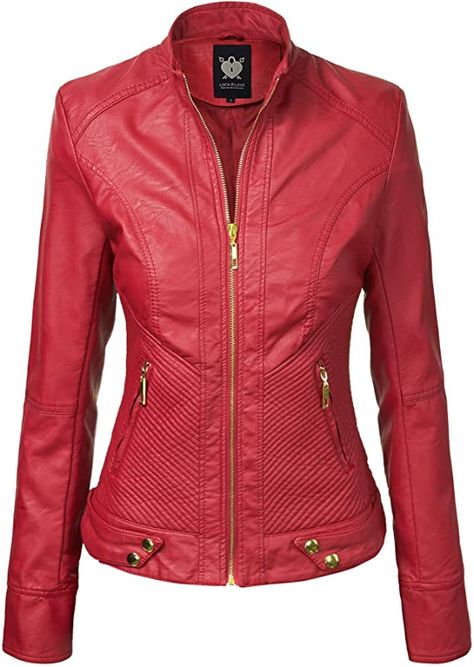 Lock and Love Women's Removable Hooded Faux Leather Moto Biker Jacket (XS~2XL) Jaket Motor, Military Jacket Women, Biker Coat, Moto Biker Jacket, Hooded Faux, Vegan Leather Jacket, Knitted Hood, Leather Motorcycle Jacket, Leather Biker Jacket