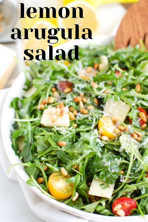 Lemon Arugula Salad, Italian Sides, Simple Arugula Salad, Veggie Meat, Recipes With Parmesan Cheese, Kitchen Italian, Arugula Recipes, Italian Meals, Arugula Salad Recipes