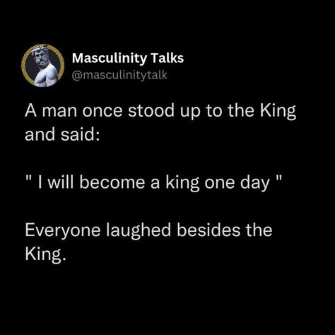 NoFap | Self-Improvement Coach on Instagram: "King 🔱 . Become a high value man > @masculinity.talks Join the cult > @masculinity.talks . 🫂 Tag your friends. 📌 Save the post for later. 💬 Comment yours thoughts. . . ☑️ Ignore the tags. #youngman#selfimprovement #fatherfigure #fatherhood #masculinity #bossup #masculineenergy #trad #redpill #personaldevelopment #wisemencompany #wisemen #manup #liftingweights #alphamale #redpilled #focusedman #rulestoliveby #mensrights #mentoo #meninist #meninism Gentle Masculinity, High Value Men, Instagram King, Masculine Energy, Man Up, The Cult, Father Figure, Tag Your Friends, Weight Lifting