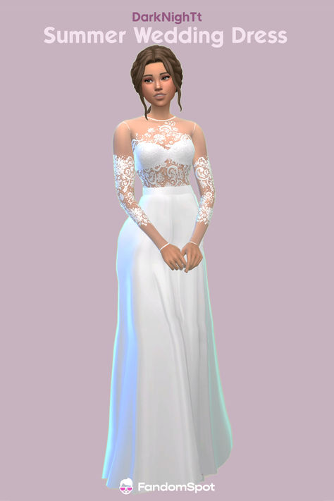 Custom alpha-style CC wedding dress for The Sims 4 Sims 4 Wedding Dress Maxis Match, Wedding Dresses Sims 4 Cc, Unusual Wedding Dress Unique, The Sims 4 Wedding Dress, Sims 4 Wedding Dress Cc, Sims 4 Cc Wedding, Sims 4 Alpha Cc, Cream Prom Dress, Sims 4 Alpha