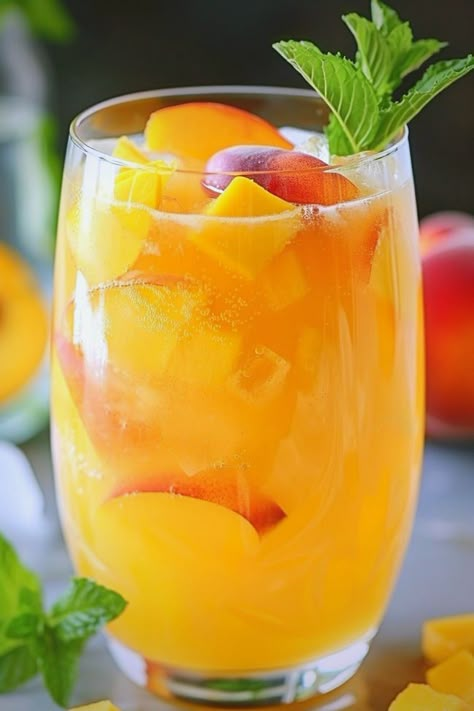 Tropical Sangria Recipe, Mango Sangria, Tropical Sangria, Christmas Cocktails Easy, Mango Rum, Sangria Cocktail, Sommer Mad, White Wine Sangria, Wine Sangria