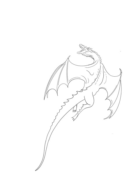 Western Dragon Tattoo Designs, Dragon Tattoo Drawing Design, Dragons Outline, Targaryen Tattoo Ideas, Outline Dragon Tattoo, Dragon Skull Drawing, Wyvern Drawings, Big Dragon Tattoo, House Of The Dragon Tattoo