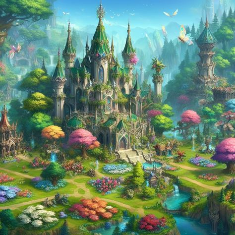 Elf Kingdom, Elf City, Planned Outfits, Elven City, Minecraft Funny, Story Inspiration, Fairy Garden, Dungeons And Dragons, Cityscape