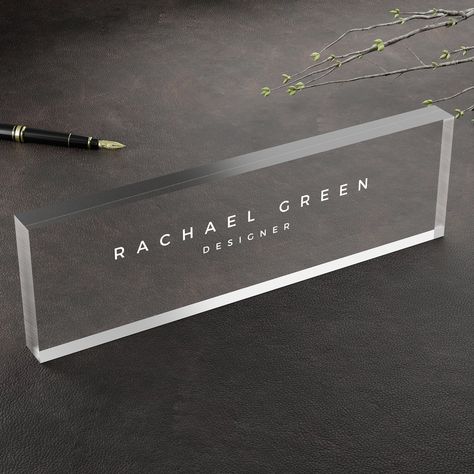 Acrylic Desk Name Plate Acrylic Name Sign Standing Acrylic Name Plaque Rectangle Office Name Plate Minimalist by BaeBaeCreations on Etsy Acrylic Name Sign, Office Name Plate, Office Desk Name Plates, Acrylic Desk, Sign Board Design, House Interior Design Styles, Office Names, Desk Name Plate, Desk Name