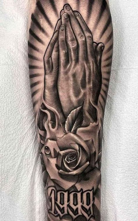 If you have been looking for unusual tattoo designs with praying hands for a long time, then our article is for you. We have collected 55+ of the most interesting and their meanings in human life. Hands Tattoo Design, Pray Tattoo, Praying Hands Tattoo Design, Praying Hands Tattoo, Hands Tattoo, Unusual Tattoo, Tattoo Prices, Artist Custom, Praying Hands