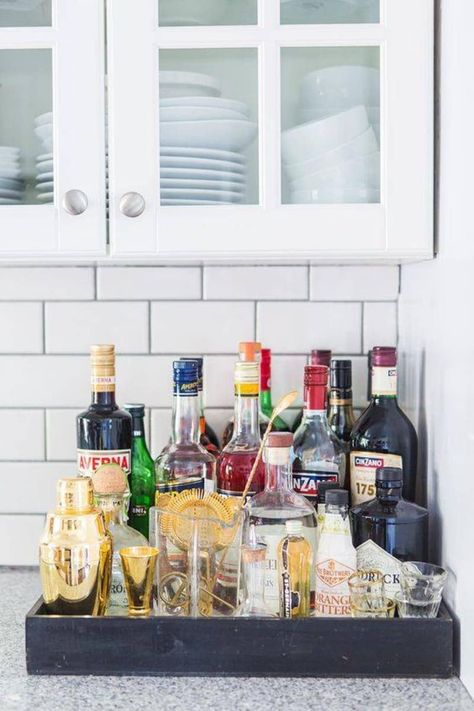 This Tiny, Pink Victorian Might Be the Cutest Home in SF – domino Alcohol Tray Bar Carts, Alcohol Storage, Kitchen Bar Cart, Austin Apartment, Bandeja Bar, Willow House, Gold Bar Cart, Outside Bars, Bar Tray