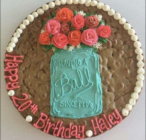 Cookie Cake Flower Design, Decorate Cookie Cake, 40th Birthday Cookie Cake, Cookie Birthday Cake Ideas, How To Decorate A Cookie Cake, 18th Birthday Cookie Cake, Cookie Cake For Men, Floral Cookie Cake, Spring Cookie Cake Designs