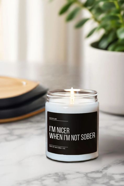 Funny Drinking Candle I'm Nicer When Drinking Humor Alcohol-themed Gift Sassy Alcohol Lover Candle Drunk Humor Candle Witty Drinking Gift - Etsy Drinking Gift, Drunk Humor, Drinking Humor, Candle Containers, Soy Wax Candles, Bedroom Ideas, Candles, Humor, Drinks