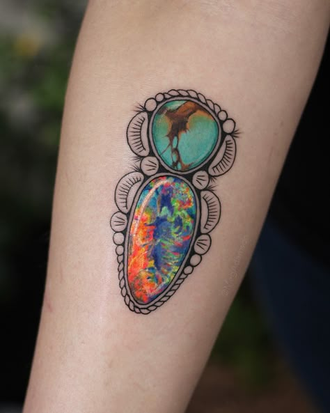 Navajo Tattoos, Navajo Tattoo, Opal Tattoo, Stone Tattoo, Dandelion Tattoo, Western Tattoos, Sister Tattoos, Beautiful Body, Nature Tattoos