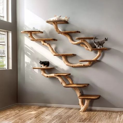 whiskersmagoo's Cat Tree Leaves Product Set on LTK Cat Tree Wall Ideas, Modern Cat Furniture Diy, Cat Tree Decor Ideas, Cat Tree Branch Diy, Cat Tree Tree, Real Cat Tree, Cat Shelves Diy Climbing Wall Corner, Indoor Cat Tree Ideas, Cat Tree On Wall