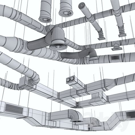 3d models: Miscellaneous - Ventilation system Ceiling Air Conditioner, Hvac System Design, Hvac Design, Kitchen Ventilation, Mechanical Ventilation, System Architecture, Building Information Modeling, Architecture Concept Diagram, Sketchup Model