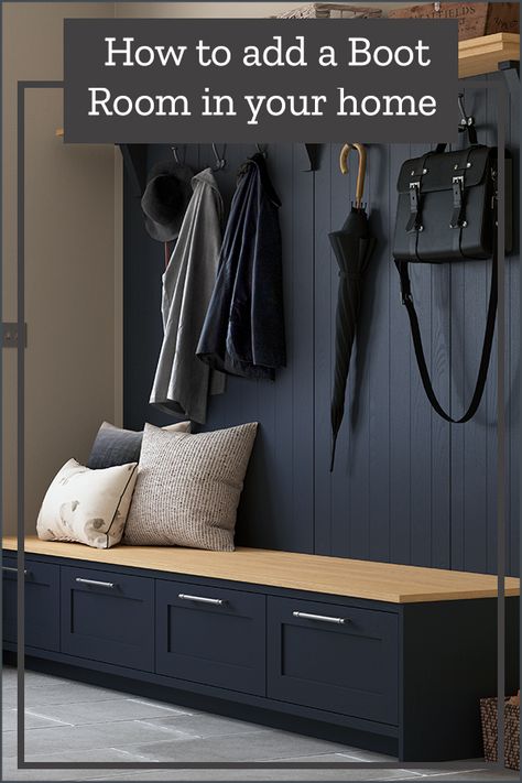 Looking for bootroom ideas for your home entrance or utility room? Read our blog which discusses how to incorporate a boot room in your home. From Utility boot rooms to the best boot room storage ideas and how to add a small boot room if you have a small utility room. Find your dream modern kitchen or classic kitchen with Sigma 3 Kitchens. We provide kitchens across South Wales, Esher, Worthing and Warton. Small Boot Room, Boot Room Ideas, Hallway Coat Storage, Cottage Entrance, Boot Room Storage, Boot Rooms, Boot Room Utility, Coat And Shoe Storage, Small Mudroom Ideas