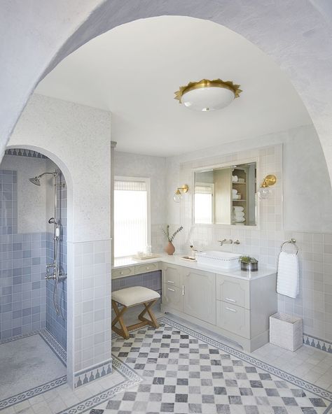 moroccan inspired bathroom Moroccan Inspired Bathroom, Spanish Cottage, Copper Soaking Tub, Small Bathroom Remodel Ideas, Built In Vanity, Beige Tile, Bathroom Remodel Ideas, Small Bathroom Makeover, Tiny Bathroom