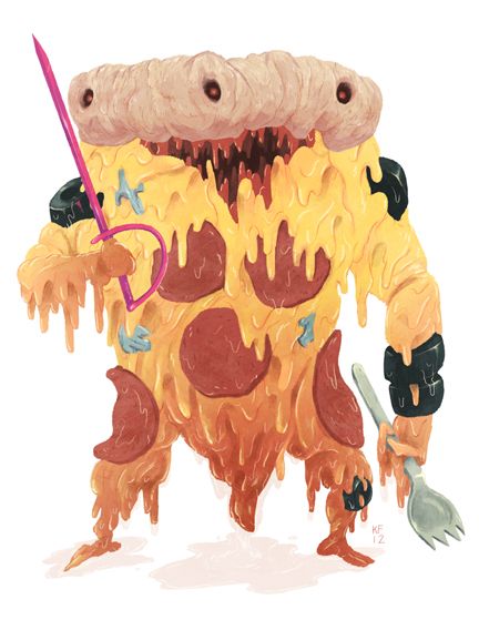 Pizza Character, Candy Character, Monster Pizza, Food Monster, Food Characters, Scary Food, Three Eyes, Pizza Art, Food Fantasy