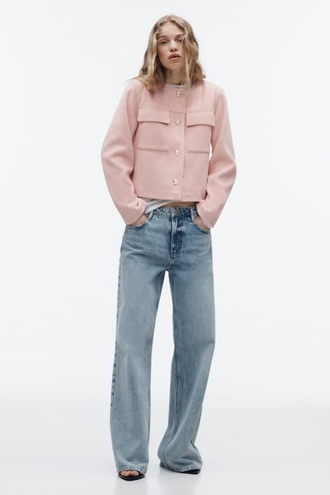 Zara Jackets Women, High Street Fashion, Crop Blazer, Zara Jackets, Belted Jacket, Long Sleeves Jacket, Jacket Buttons, Short Jacket, Padded Jacket