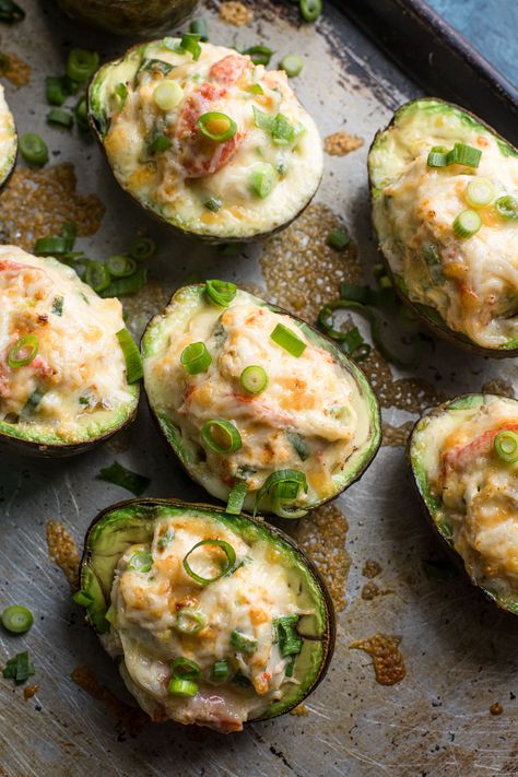 Stuffed Avocados with Alaska Crab - A Calculated Whisk Crab Stuffed Avocado Recipes, Stuffed Avacacado, Fried Stuffed Avocado, Avocado Baking Recipes, Heathy Recipe, Seafood Cakes, Avocado Stuff, Crab Stuffed Avocado, Salads Ideas