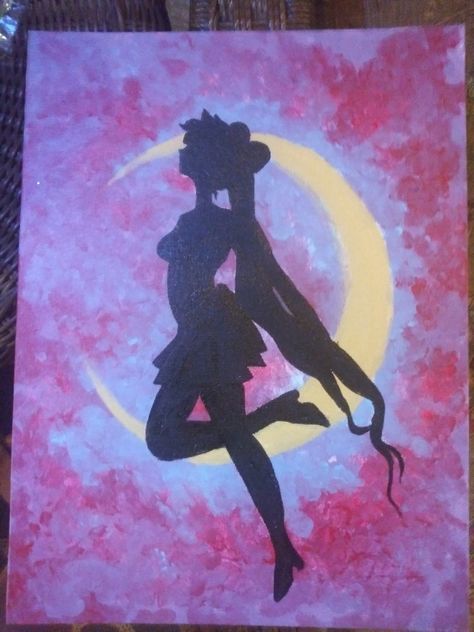 Sailor Moon Painting Ideas, Sailor Moon Painting, Sailor Moon Diy, Serena Sailor Moon, Sailor Moon Pose, Sunset Painting Easy, Entrance Room, Star Guardian, Paint Parties