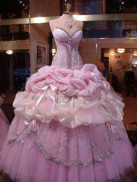 My Big Fat Gypsy Wedding ~ Lots of $$$$$ & lots of color ~ Gypsy Wedding Dresses ~ ღ~*~*✿⊱╮ Cinderella Gown, Pink Wedding Dress, White Wedding Dress, Cinderella Dresses, The Frog, Pink Princess, Gorgeous Gowns, Quinceanera Dresses, Beautiful Gowns