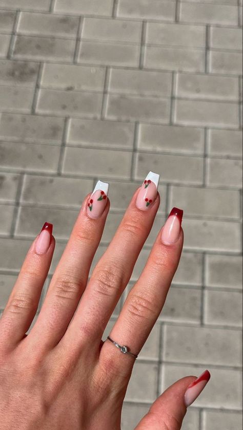 Cherry Nails, Girly Acrylic Nails, Summery Nails, Classy Acrylic Nails, Coffin Shape Nails, Acrylic Nails Coffin Short, Pretty Acrylic Nails, Best Acrylic Nails, Square Nails